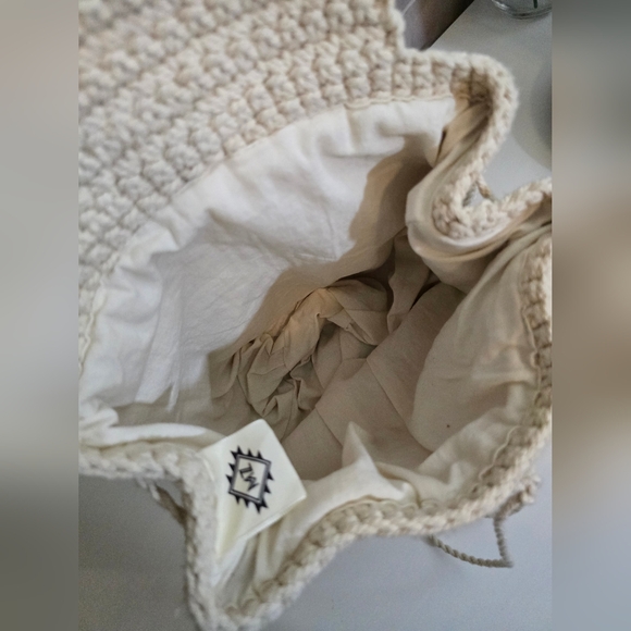 MZ Fair Trade Handmade Cotton Crochet Backpack β Natural Cream - Picture 7 of 11